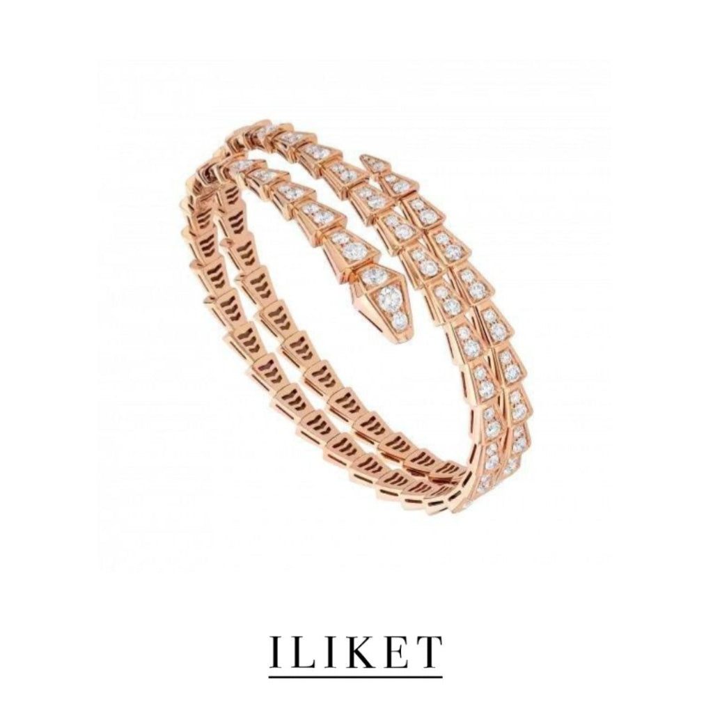 1:1 snake bone Rose Gold& White gold full Diamond luxary Serpenti Viper bracelet Snake Double bracelet Charm Jewelry Bangle（with original package)