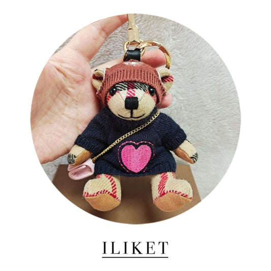 1:1 Thomas Bear Charm Navy blue sweater with pink heart cute bag rainbow pendant party fashion ornament bag pendant girlfriend boyfriend bear car interior decoration