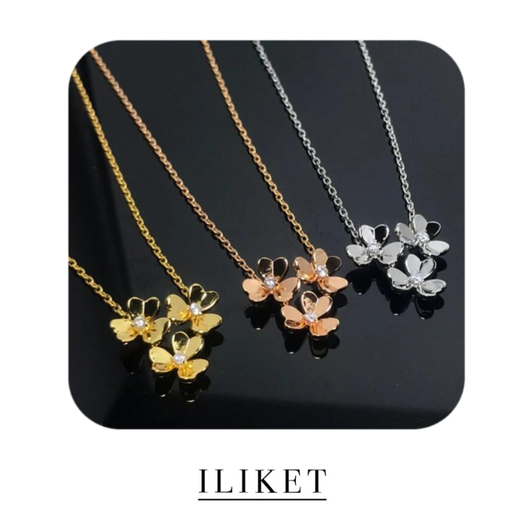 1:1 Frivole pendant 3 flower S925 silver 18K yellow gold & rose gold &white gold Diamond elegent classic fashion style 3 three-leaf flower necklace