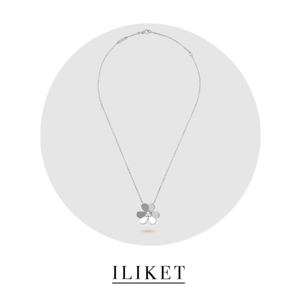 1:1 Frivole pendant 1 flower S925 silver 18K white gold single Diamond elegent classic fashion style single three-leaf flower necklace