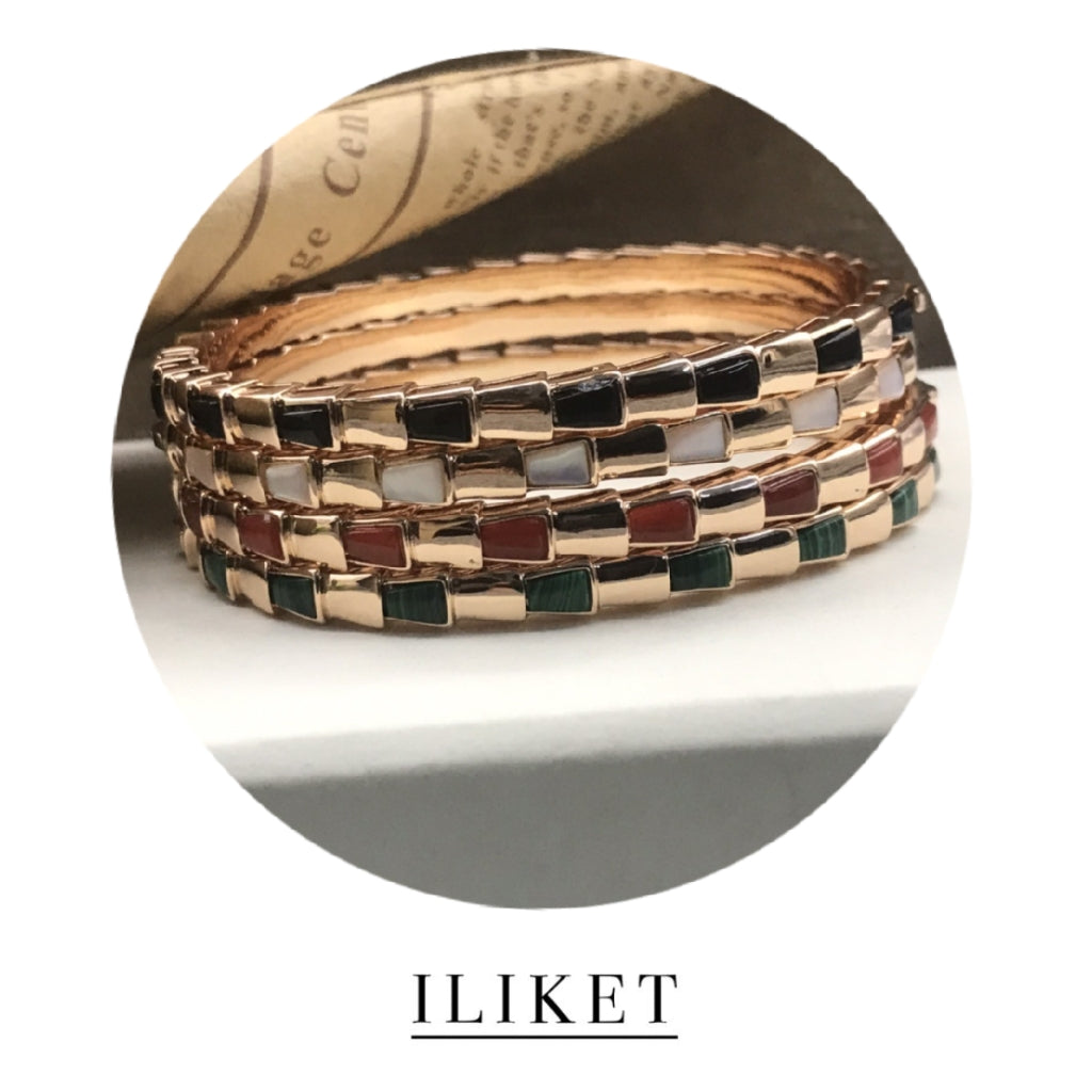 1:1 SERPENTI VIPER BRACELET classic Serpenti Viper 18 kt rose gold thin bangle bracelet Black agate &red carnelian & elegent snake &Green malachite snake bone bracelet