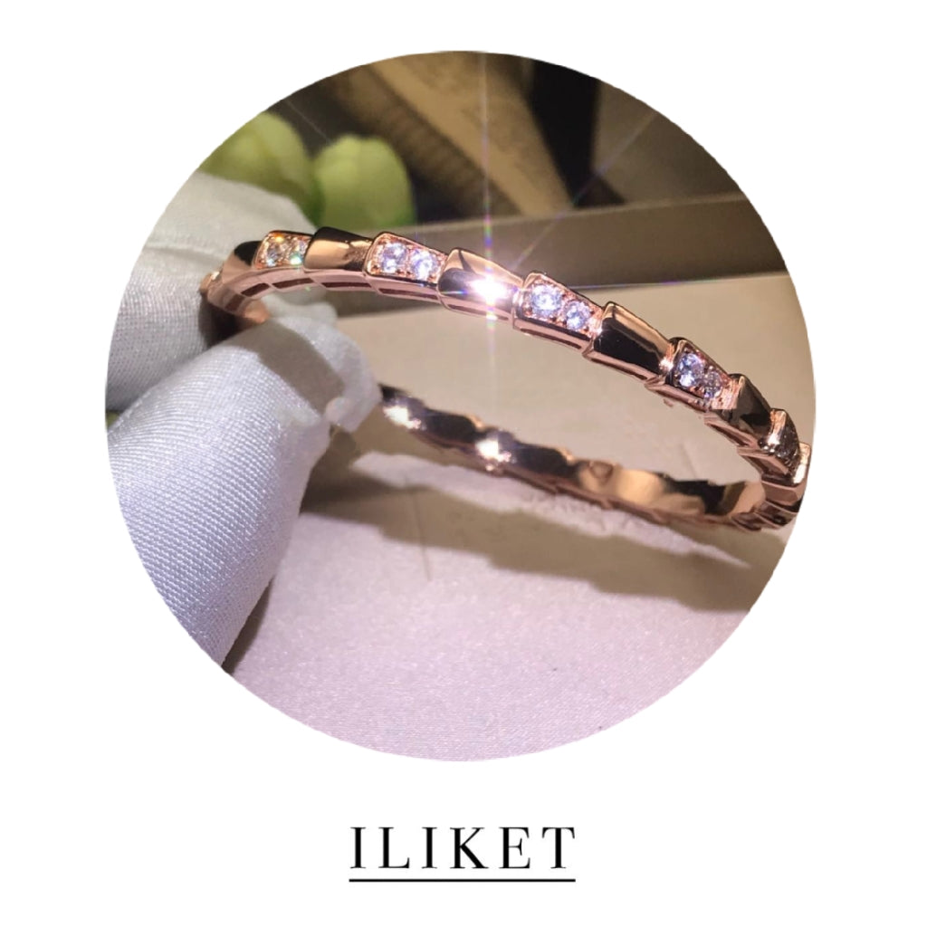 1:1 SERPENTI VIPER BRACELET classic Serpenti Viper 18k rose gold &white gold& yellow gold thin bangle bracelet full diamond elegent snake bone bracelet