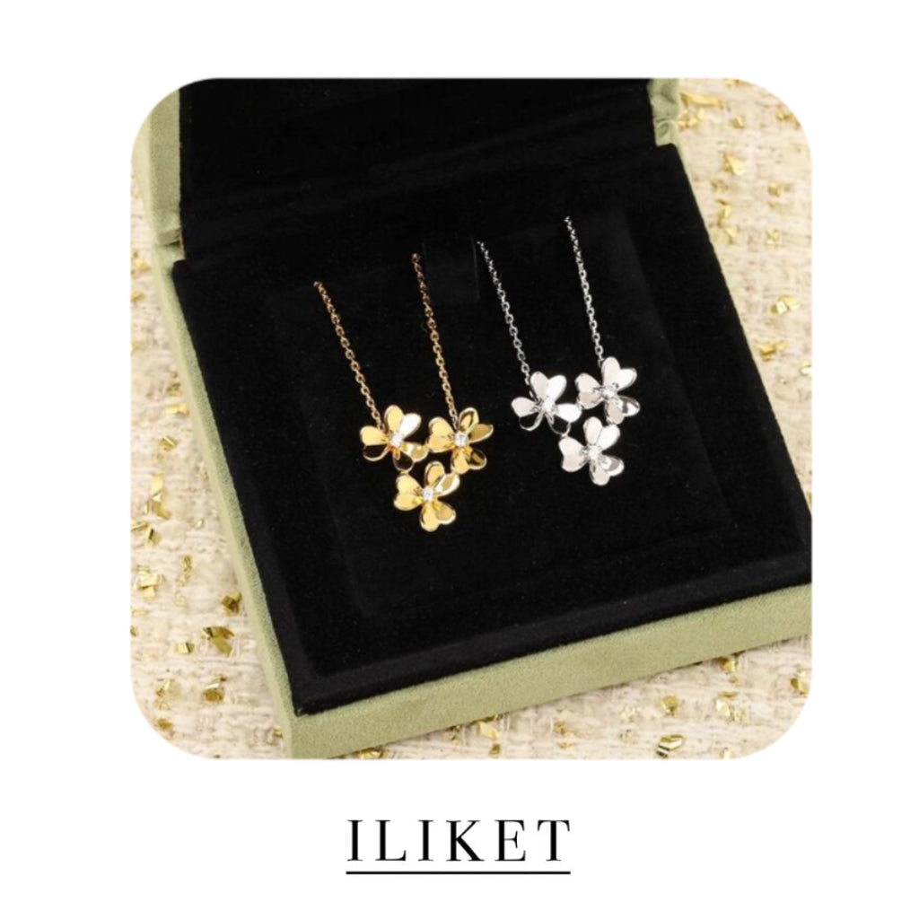 1:1 Frivole pendant 3 flower S925 silver 18K yellow gold & rose gold &white gold Diamond elegent classic fashion style 3 three-leaf flower necklace