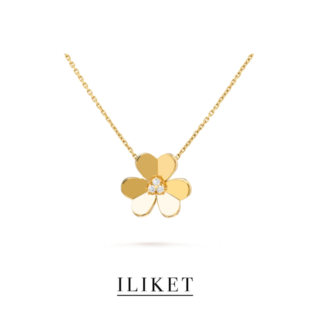 1:1 Frivole pendant 1 flower S925 silver 18K yellow gold single Diamond elegent classic fashion style single three-leaf flower necklace