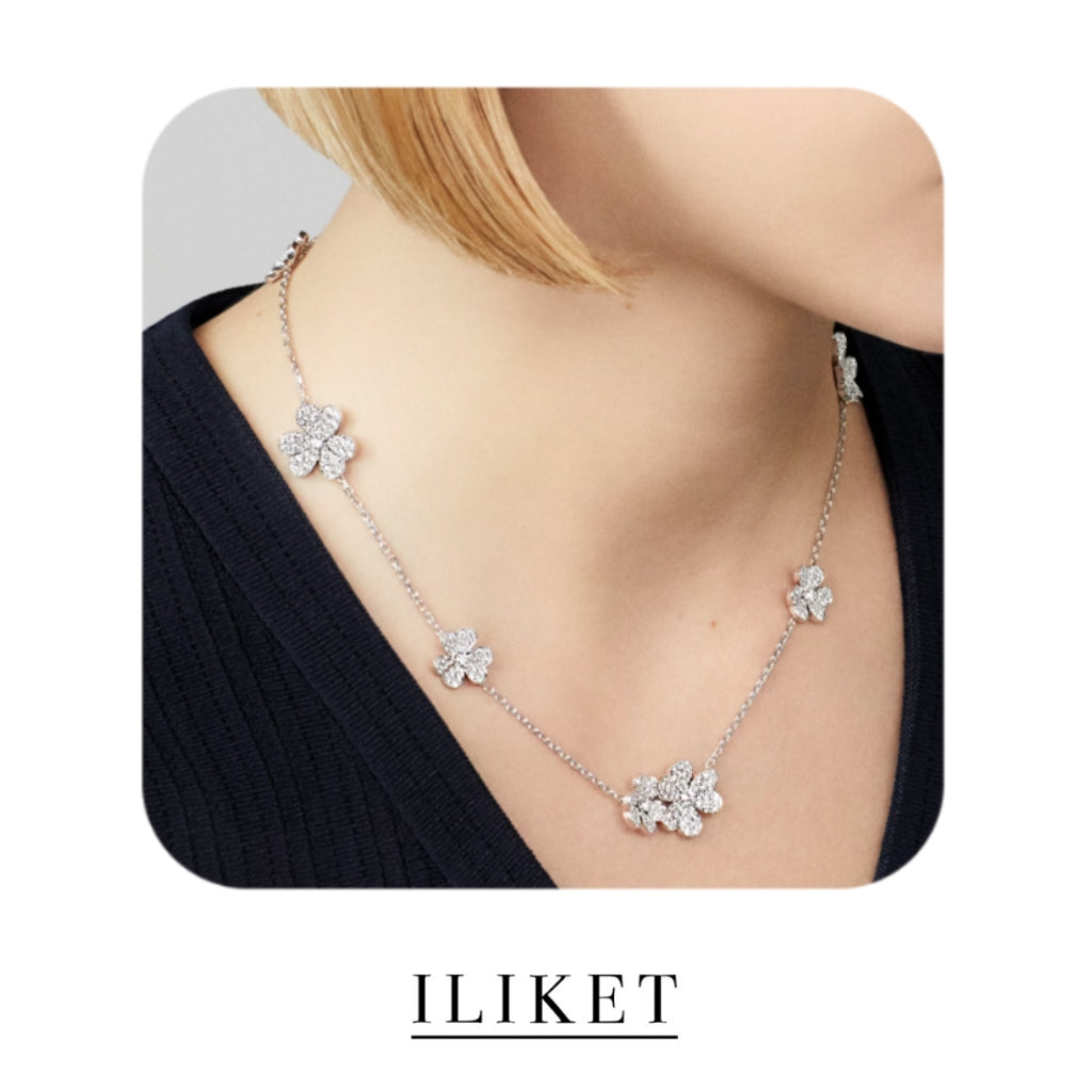 1:1 Frivole necklace 9 flowers S925 silver  rose gold& white gold colour full diamond three-leaf luxury style shinning necklace