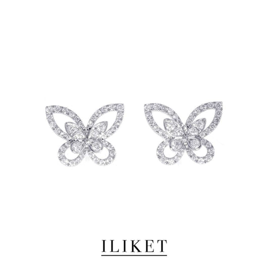 1:1 Butterfly Diamond Mini Stud Earrings S925 silver White Gold colour classic luxary gift earrings