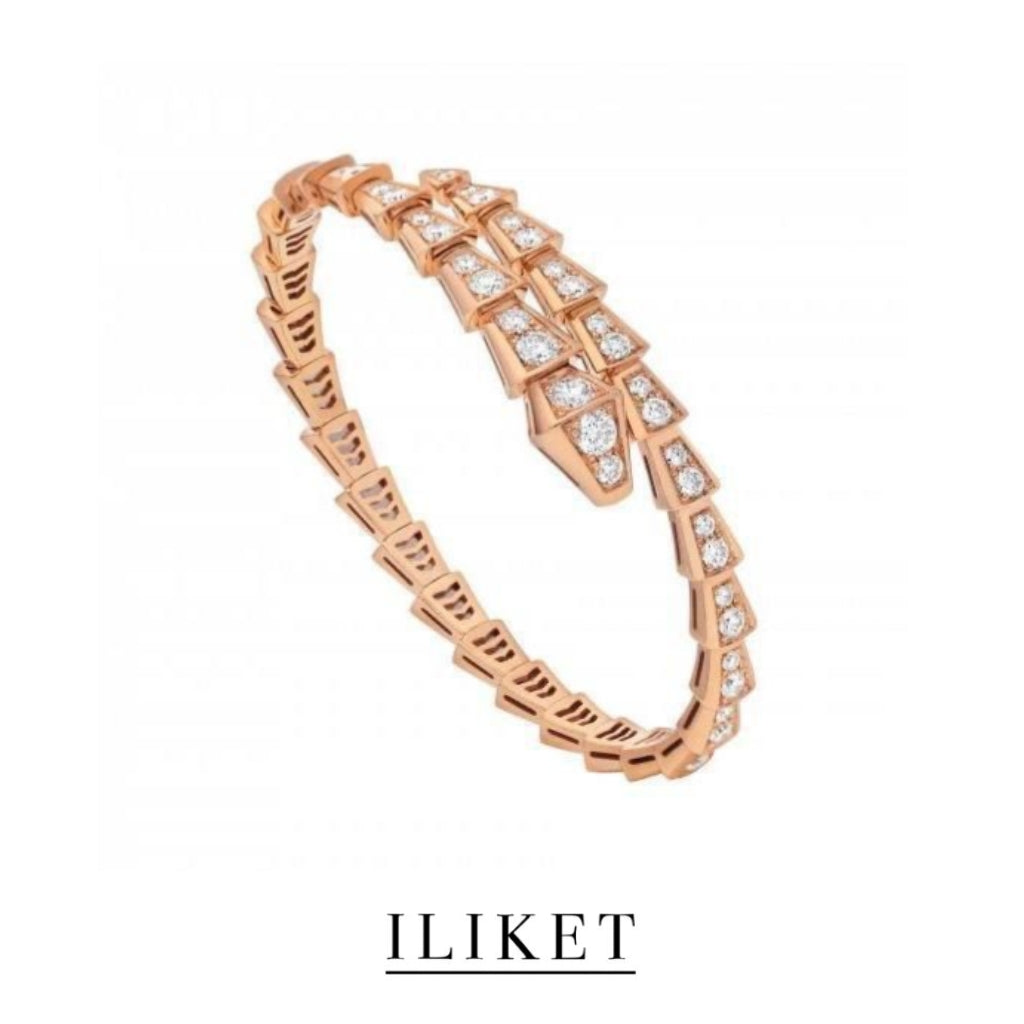 1:1 snake bone Serpenti 18K White Gold & yellow gold &rose gold Thin Serpenti Pave Bracelet Wrap Bangle Bracelet full diamond Serpenti Viper bracelet