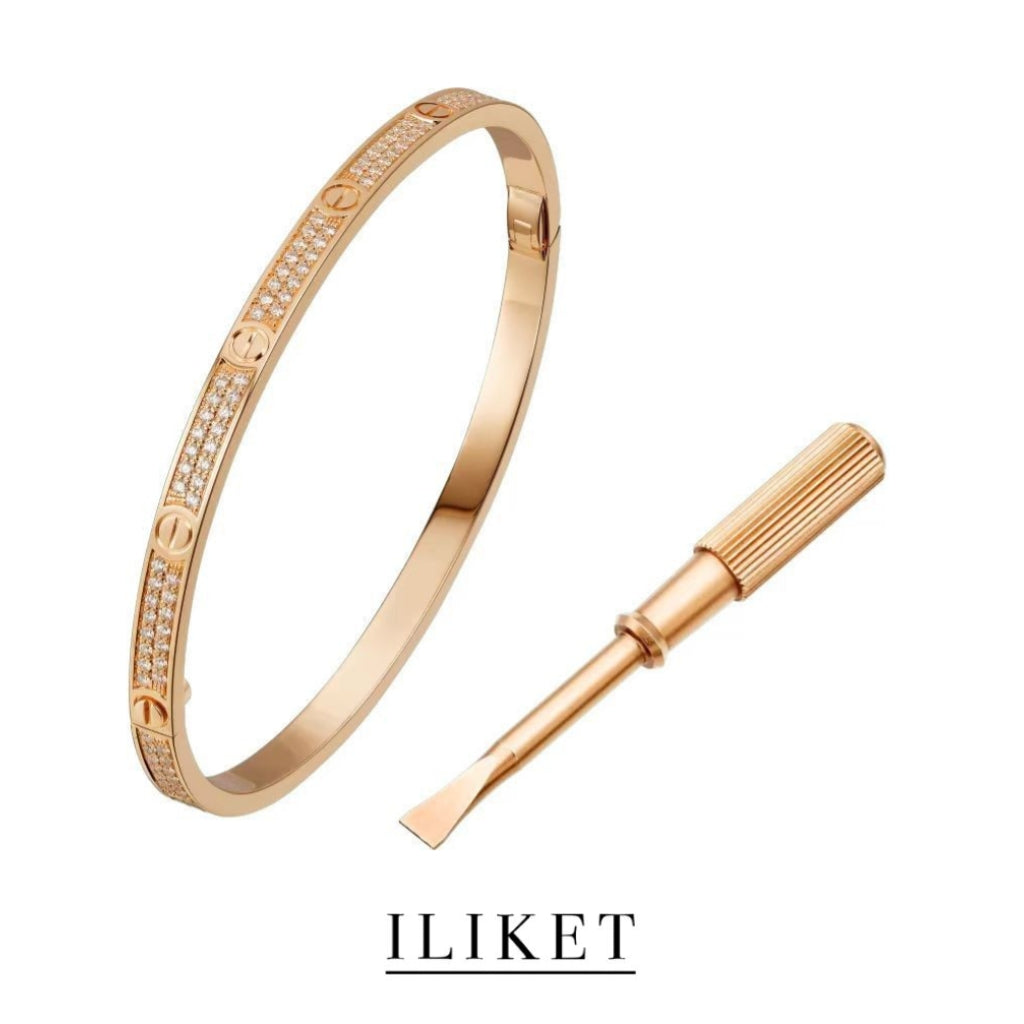 1:1 LOVE Bracelet birthday anniversary luxary gift 18k Yellow Gold& Rose Gold &White Gold full diamond Narrow Classic Bracelet