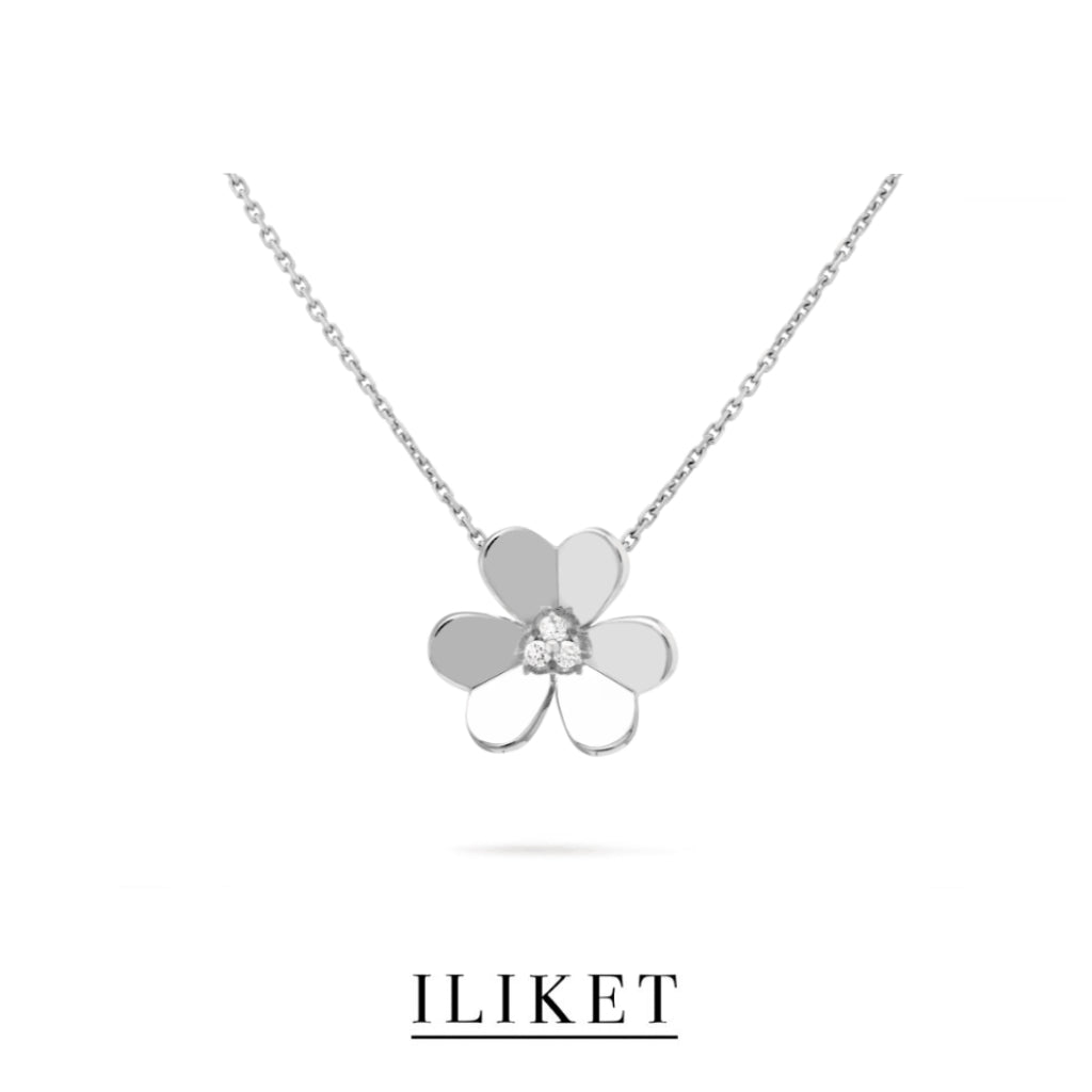 1:1 Frivole pendant 1 flower S925 silver 18K white gold single Diamond elegent classic fashion style single three-leaf flower necklace