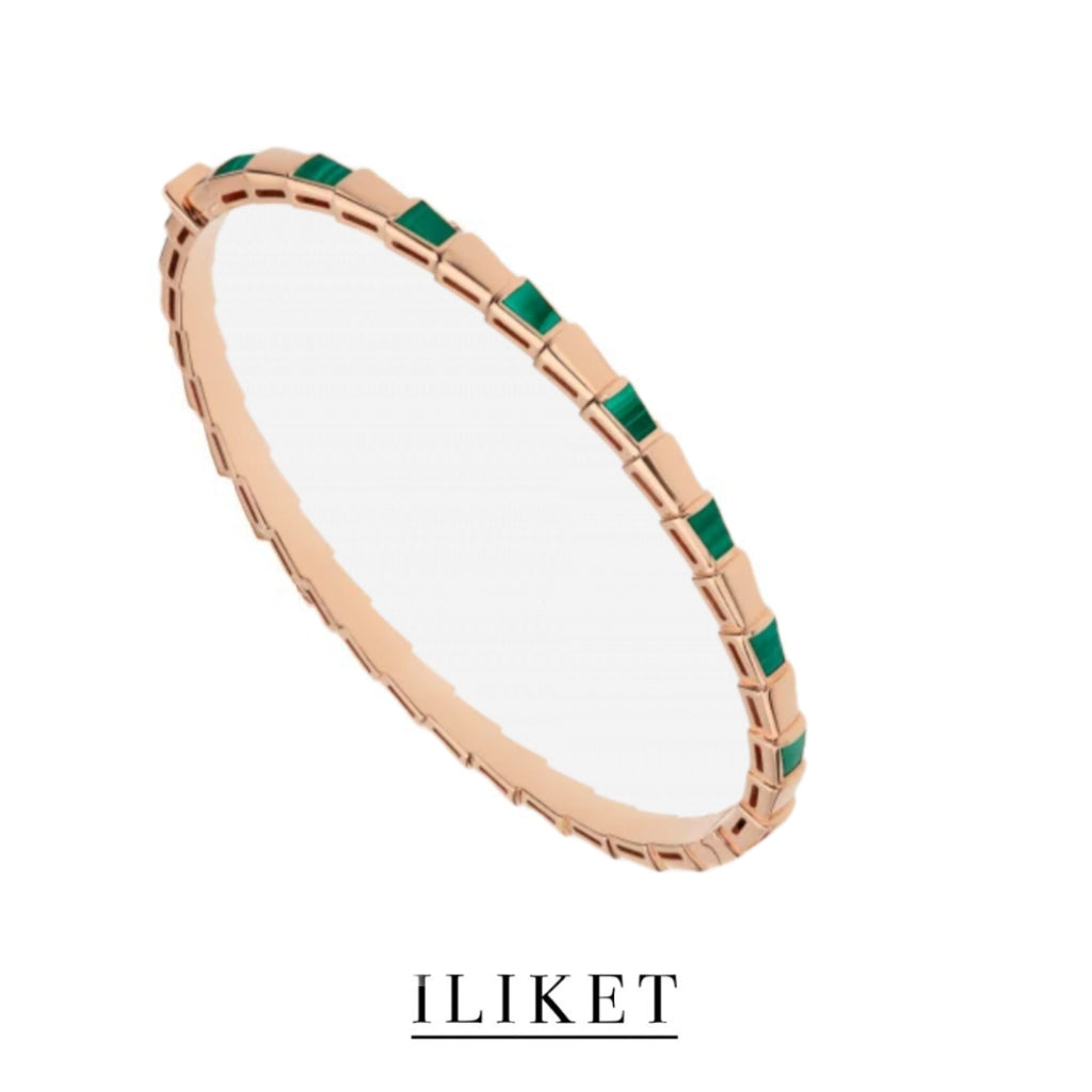 1:1 SERPENTI VIPER BRACELET classic Serpenti Viper 18 kt rose gold thin bangle bracelet Black agate &red carnelian & elegent snake &Green malachite snake bone bracelet