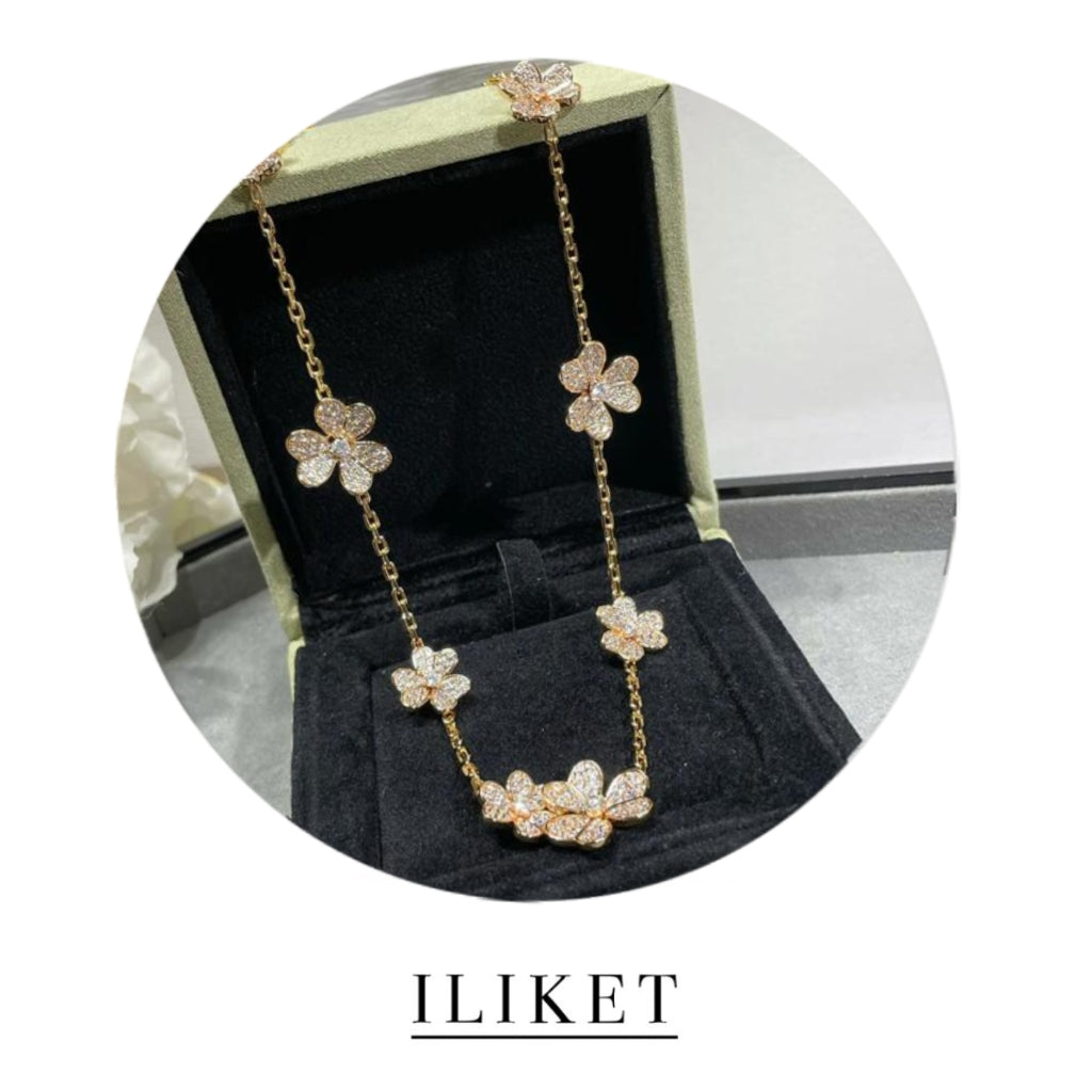 1:1 Frivole necklace 9 flowers S925 silver  rose gold& white gold colour full diamond three-leaf luxury style shinning necklace