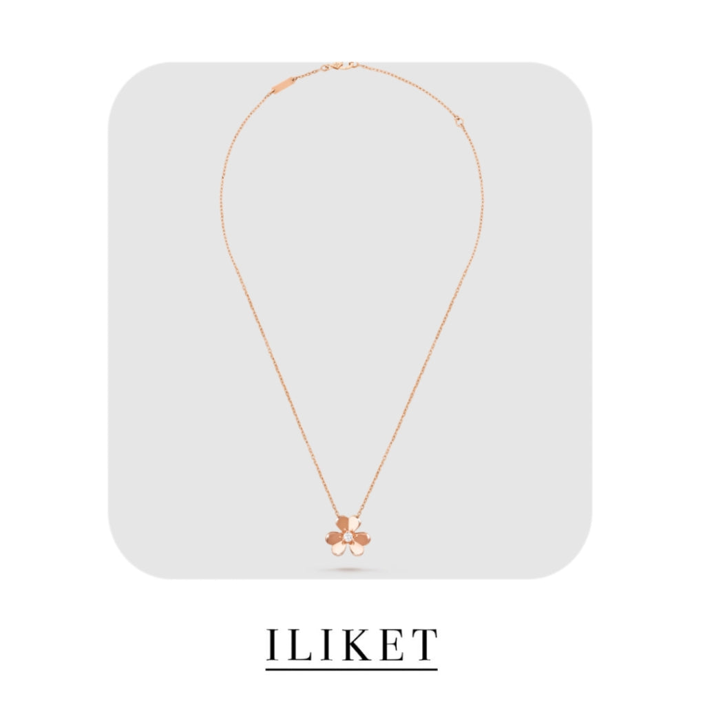 1:1 Frivole pendant 1 flower S925 silver 18K rose gold single Diamond elegent classic fashion style single three-leaf flower necklace