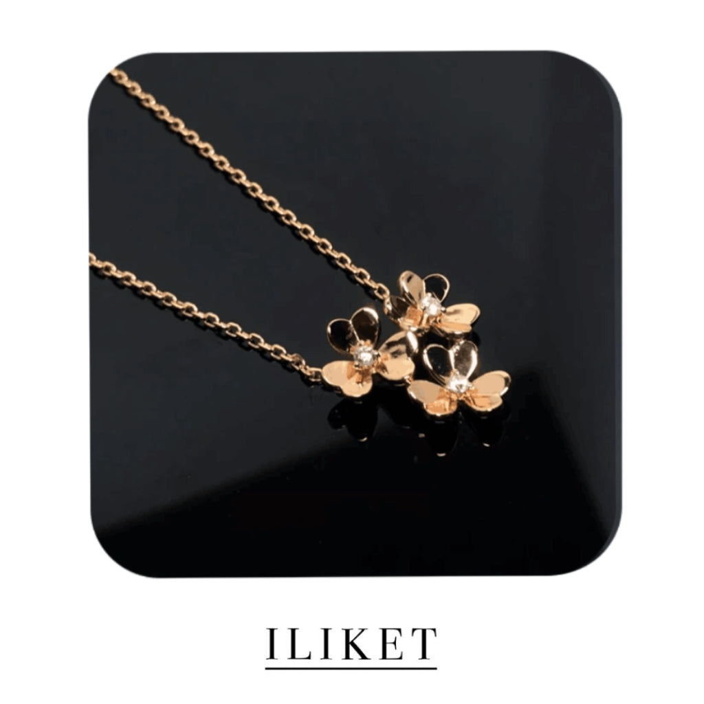 1:1 Frivole pendant 3 flower S925 silver 18K yellow gold & rose gold &white gold Diamond elegent classic fashion style 3 three-leaf flower necklace