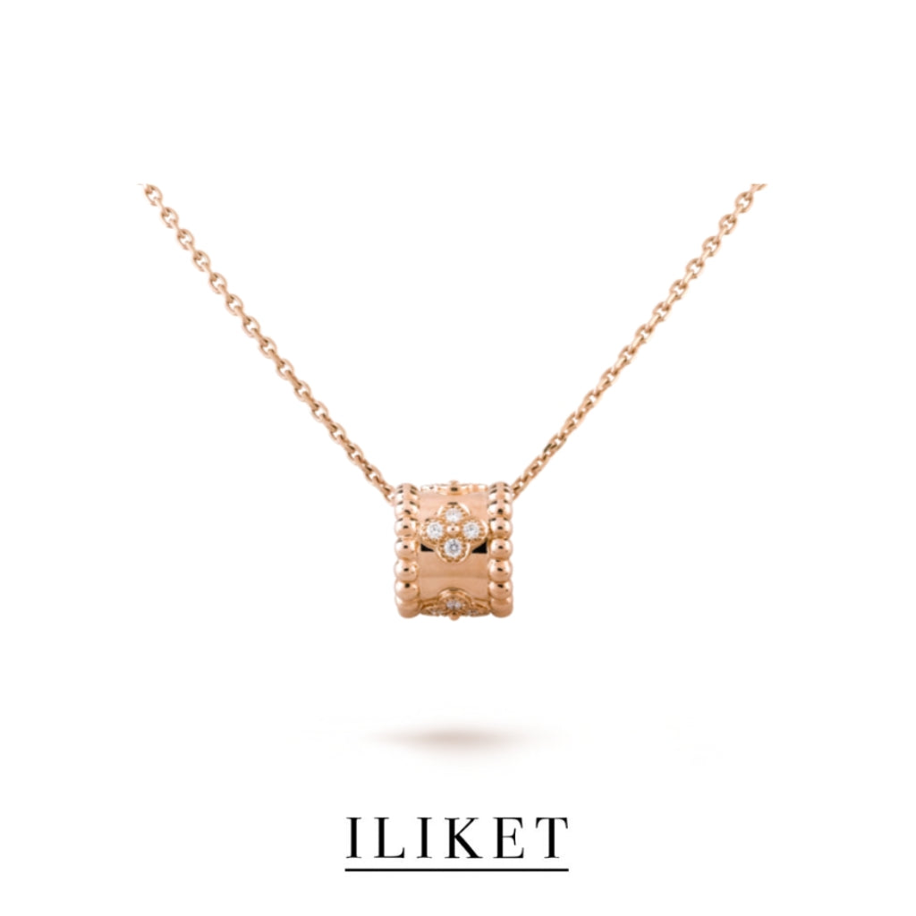 1:1 Perlée clovers pendant 18K rose gold&yellow gold, white gold Diamond four-leaf clover necklace kaleidoscope pendant