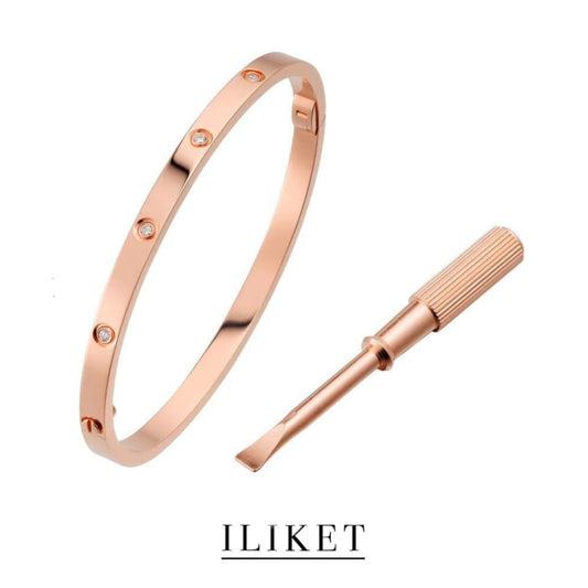 1:1 LOVE Bracelet fashion simple 10 diamond 18k Rose Gold &White Gold Narrow Classic Bracelet