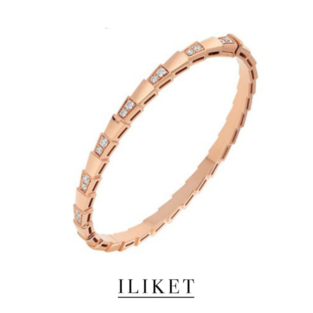 1:1 SERPENTI VIPER BRACELET classic Serpenti Viper 18k rose gold &white gold& yellow gold thin bangle bracelet full diamond elegent snake bone bracelet