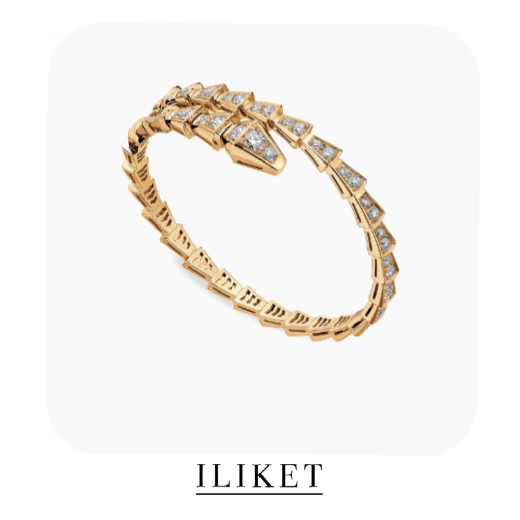 1:1 snake bone Serpenti 18K White Gold & yellow gold &rose gold Thin Serpenti Pave Bracelet Wrap Bangle Bracelet full diamond Serpenti Viper bracelet