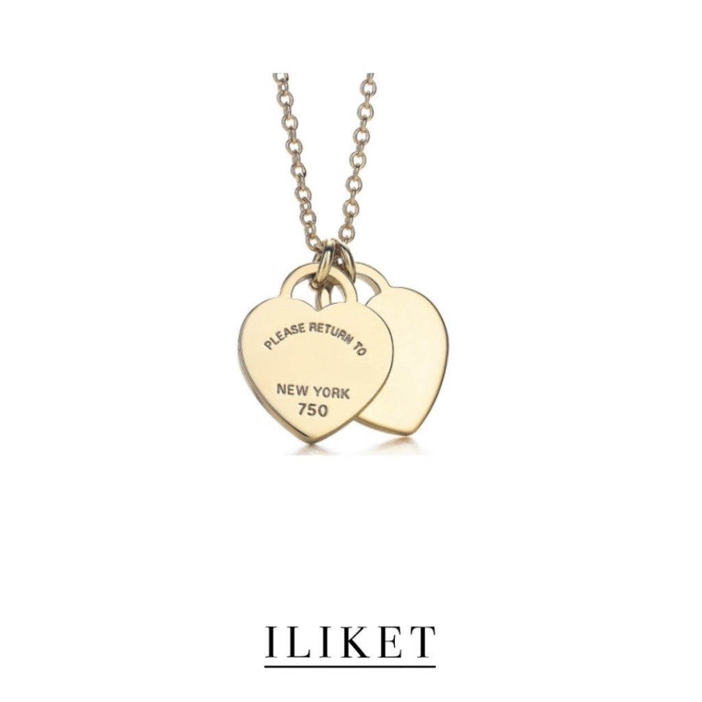 18k yellow gold & enamelled classic couple gift girlfriend love heart pendant necklace