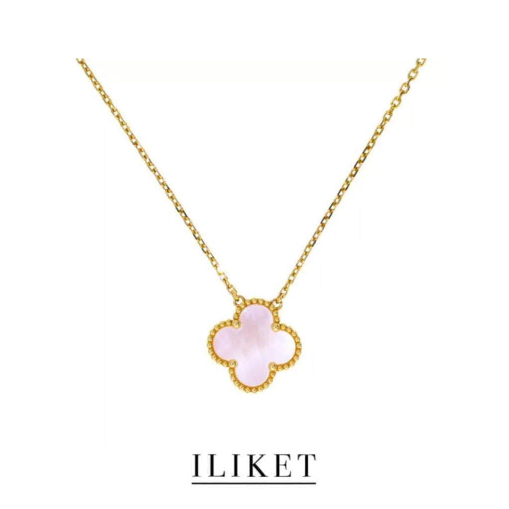 Four-Leaf Clover Necklace pink mother of pearl Clavicle Chain