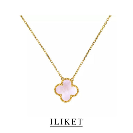 Four-Leaf Clover Necklace pink mother of pearl Clavicle Chain