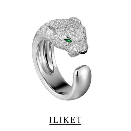 1:1 Panthere de ring adjustable 18K rose gold &white gold &yellow gold natural emeralds half full diamond luxary Leopard head ring