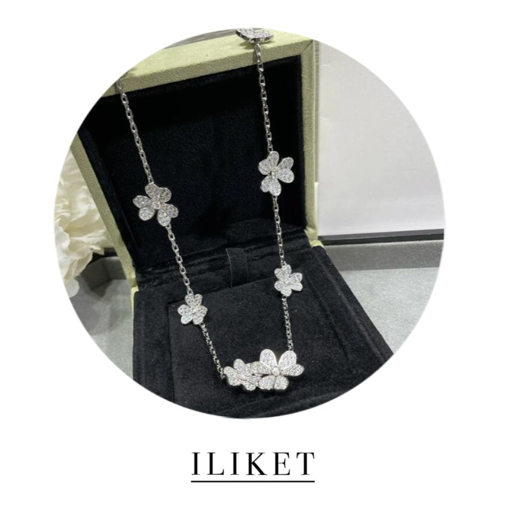 1:1 Frivole necklace 9 flowers S925 silver  rose gold& white gold colour full diamond three-leaf luxury style shinning necklace