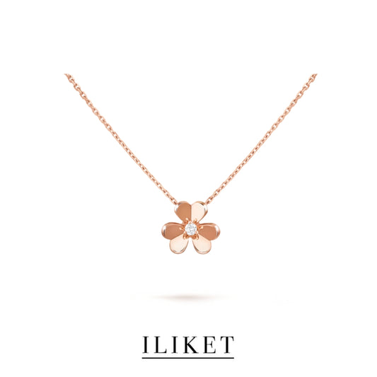 1:1 Frivole pendant 1 flower S925 silver 18K rose gold single Diamond elegent classic fashion style single three-leaf flower necklace