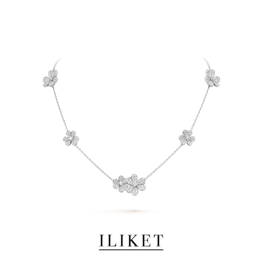 1:1 Frivole necklace 9 flowers S925 silver  rose gold& white gold colour full diamond three-leaf luxury style shinning necklace