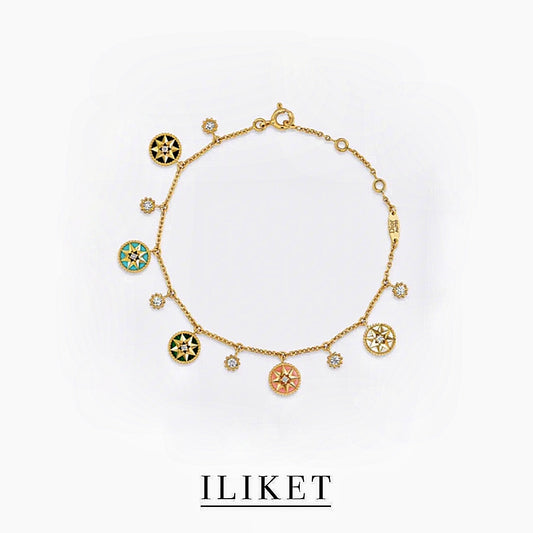 CD Rose des Vents Bracelet plated 18k Yellow Gold, Diamonds &Gemstones bracelets