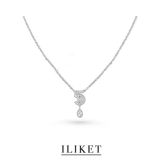 S925 silver plated 18K white gold& diamonds Eternal coco No.5 necklace