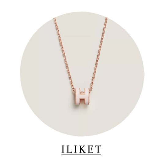 Letter H pendant Pop H S925 Silver &plated18k white gold& yellow gold& rose gold &light pink Enamel Necklace