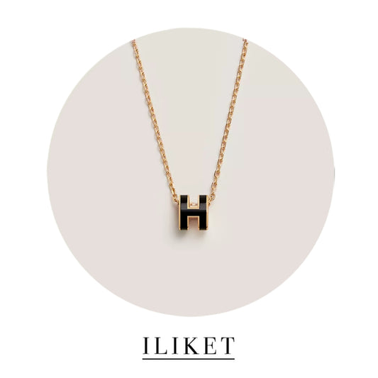 Letter H pendant Pop H S925 Silver &plated18k white gold& yellow gold& rose gold &black Enamel Necklace