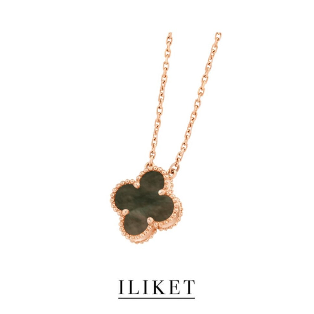 Four-Leaf Clover Necklace 18k yellow gold& rose gold &white gold gray Shell Clavicle Chain