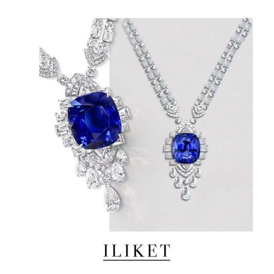 S925 silver plated 18k gold &stunning lab diamond Premium Colorful Sparkling Gemstone Cornflower Luxury blue diamond Sapphire Necklace