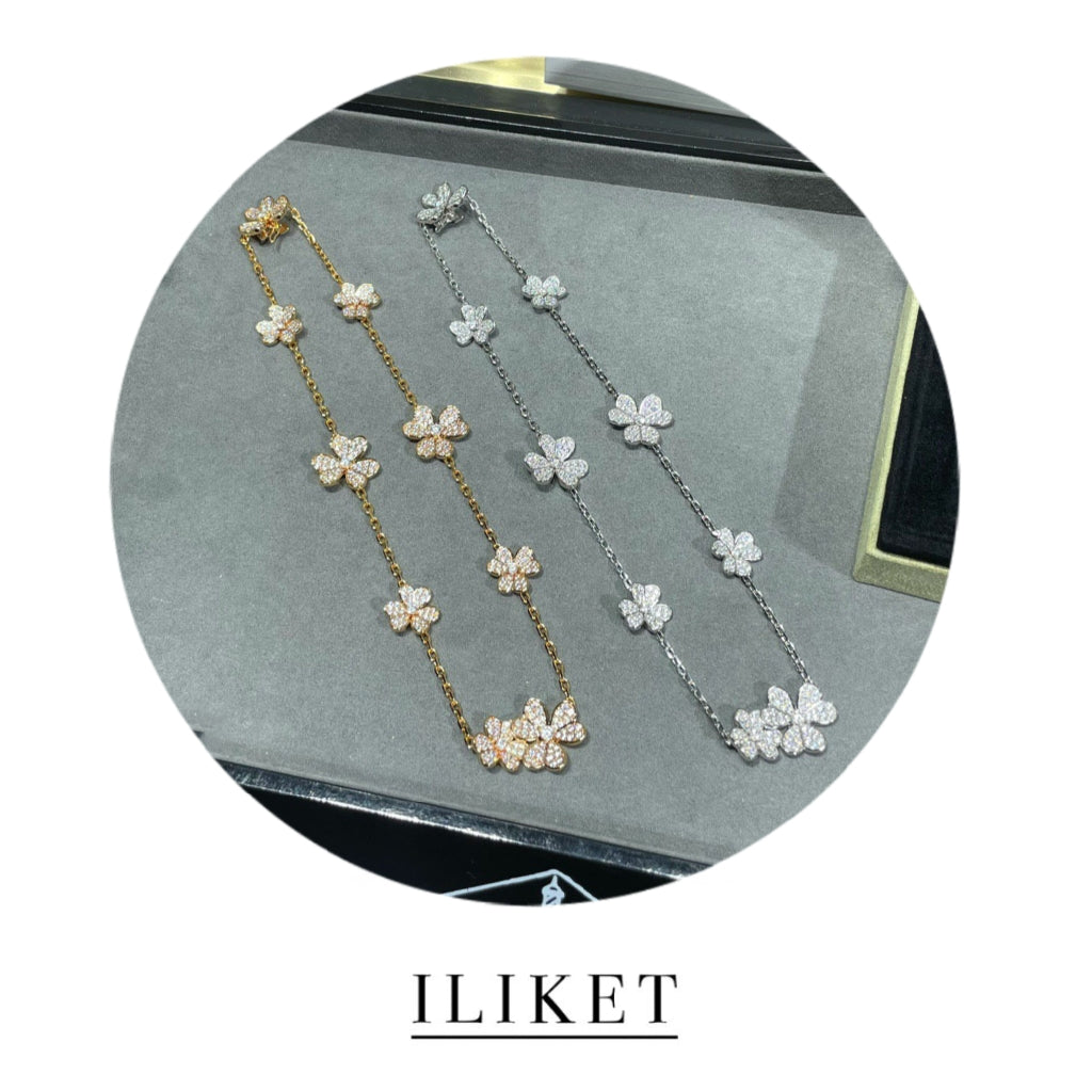 1:1 Frivole necklace 9 flowers S925 silver  rose gold& white gold colour full diamond three-leaf luxury style shinning necklace