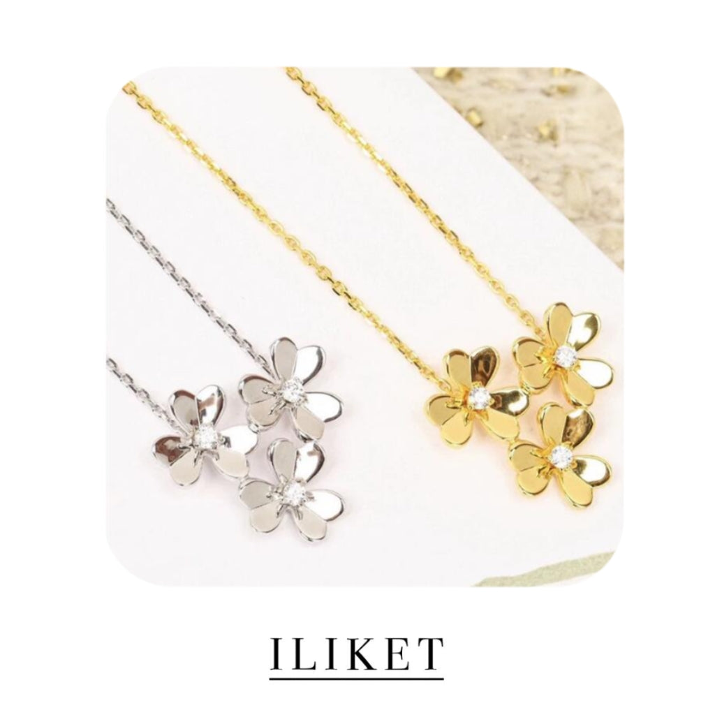 1:1 Frivole pendant 3 flower S925 silver 18K yellow gold & rose gold &white gold Diamond elegent classic fashion style 3 three-leaf flower necklace