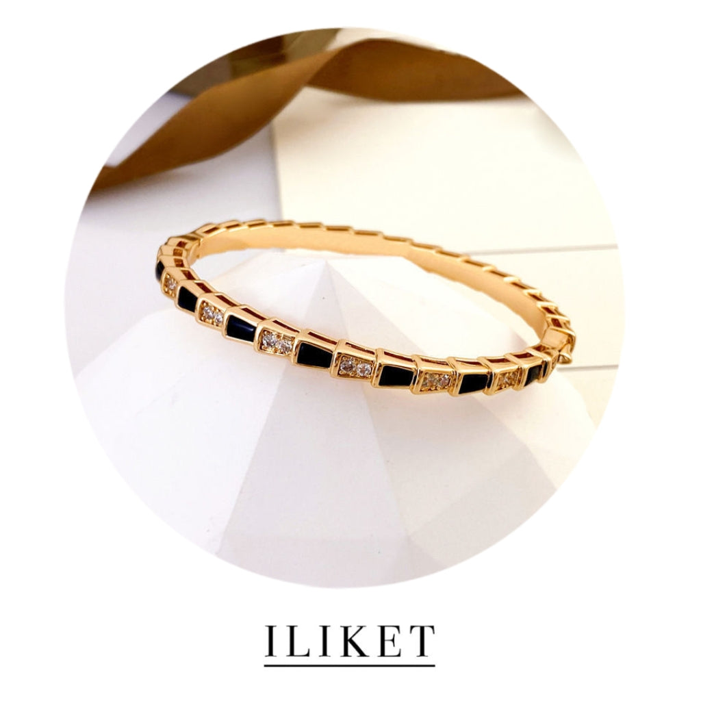 1:1 SERPENTI VIPER BRACELET classic Serpenti Viper 18 kt rose gold &yellow gold &white gold thin bangle bracelet natural Black agate &full diamond elegent snake bone bracelet