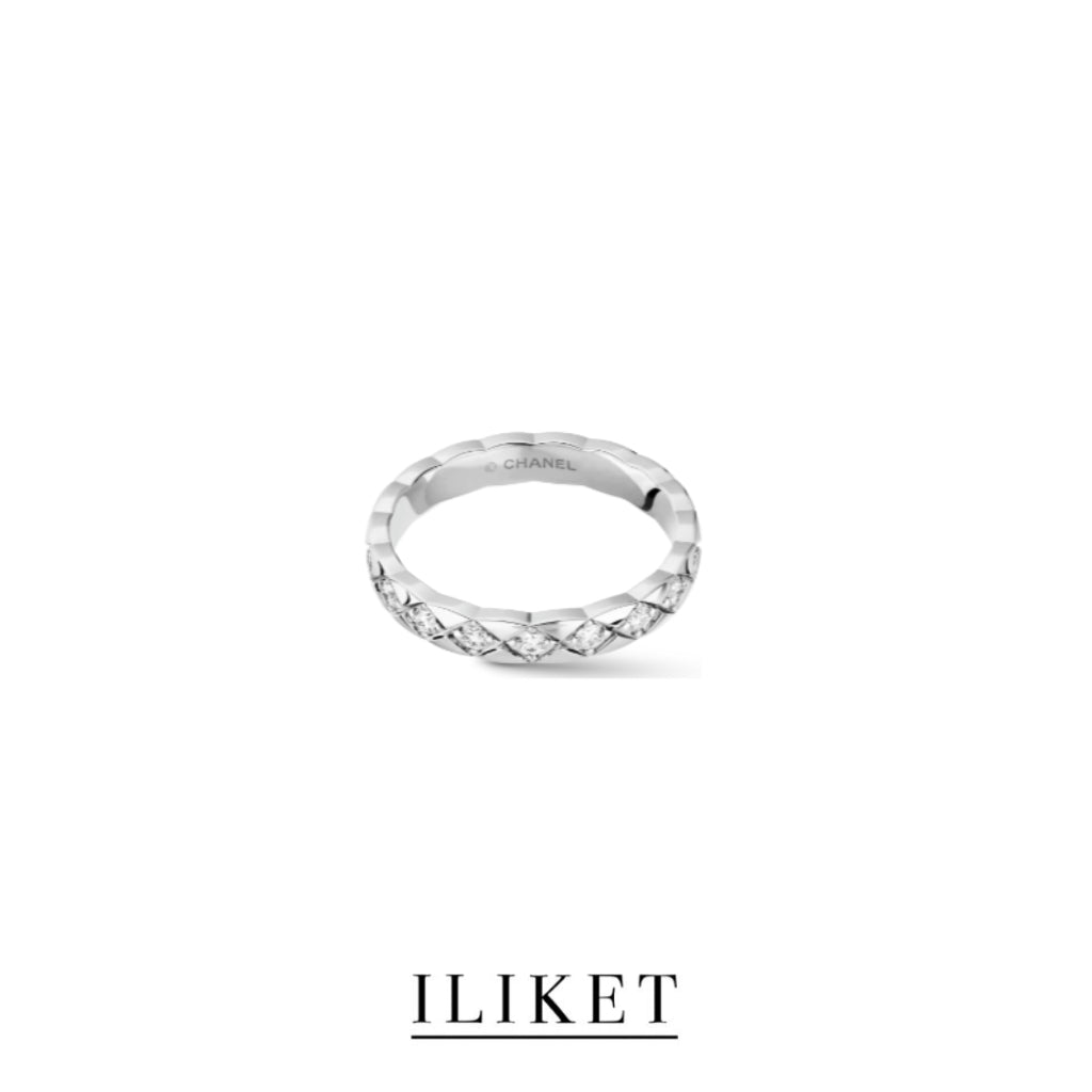 1：1 S925 silver white gold with diamond Coco Crush Ring  Casual Style Party Style Office Style Elegant Style full diamond narrow mini version Coco Crush Bracelet narrow Coco Crush ring