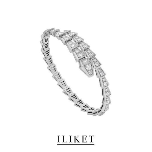 1:1 snake bone Serpenti 18K White Gold & yellow gold &rose gold Thin Serpenti Pave Bracelet Wrap Bangle Bracelet full diamond Serpenti Viper bracelet