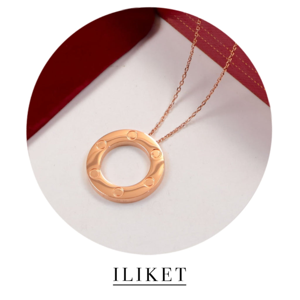 18K rose gold &White Gold &Yellow Gold Diamond round Pendant Circle Of Love Necklace