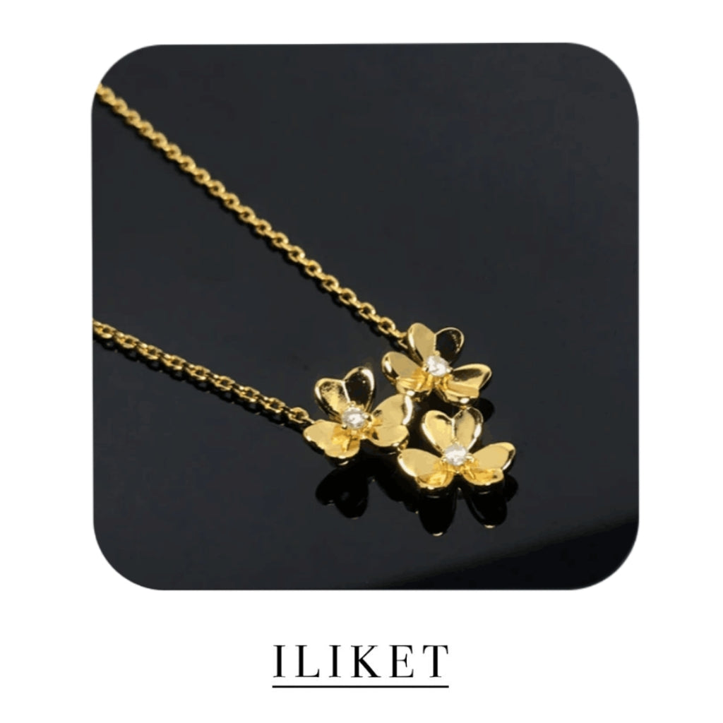 1:1 Frivole pendant 3 flower S925 silver 18K yellow gold & rose gold &white gold Diamond elegent classic fashion style 3 three-leaf flower necklace