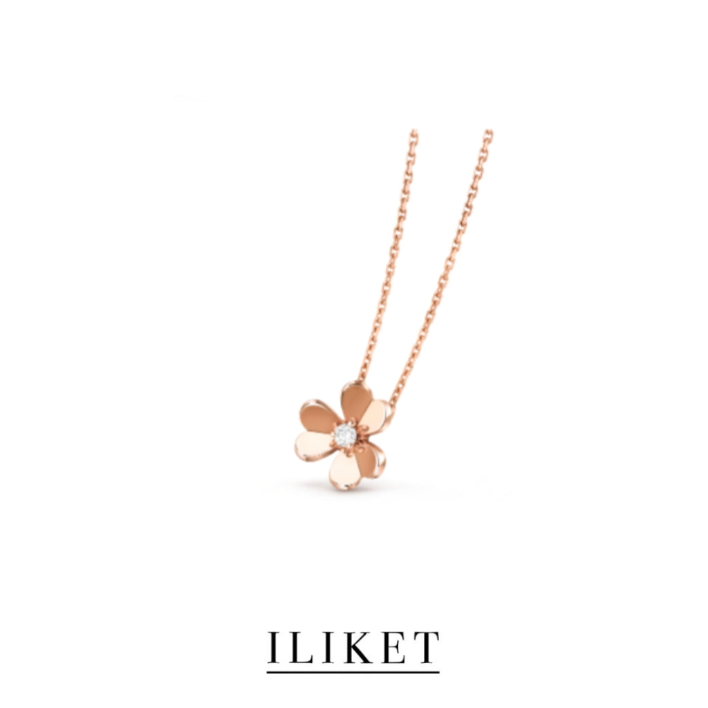 1:1 Frivole pendant 1 flower S925 silver 18K rose gold single Diamond elegent classic fashion style single three-leaf flower necklace