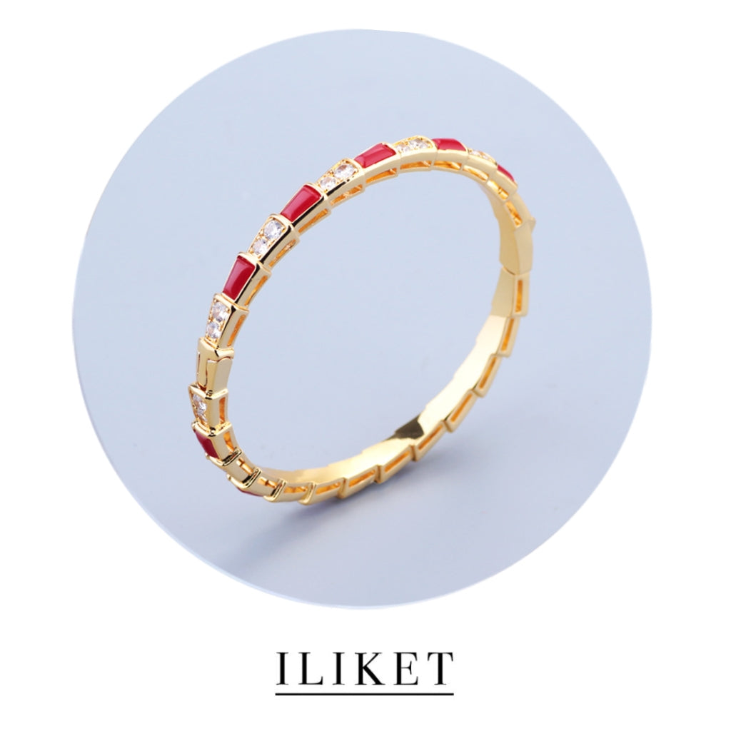 1:1 SERPENTI VIPER BRACELET classic Serpenti Viper 18 kt rose gold &white gold & yellow gold thin bangle bracelet natural red carnelian &full diamond elegent snake bone bracelet