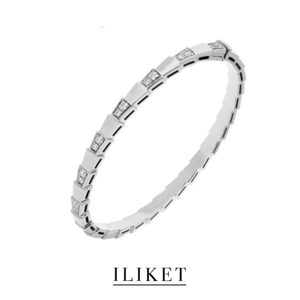 1:1 SERPENTI VIPER BRACELET classic Serpenti Viper 18k rose gold &white gold& yellow gold thin bangle bracelet full diamond elegent snake bone bracelet