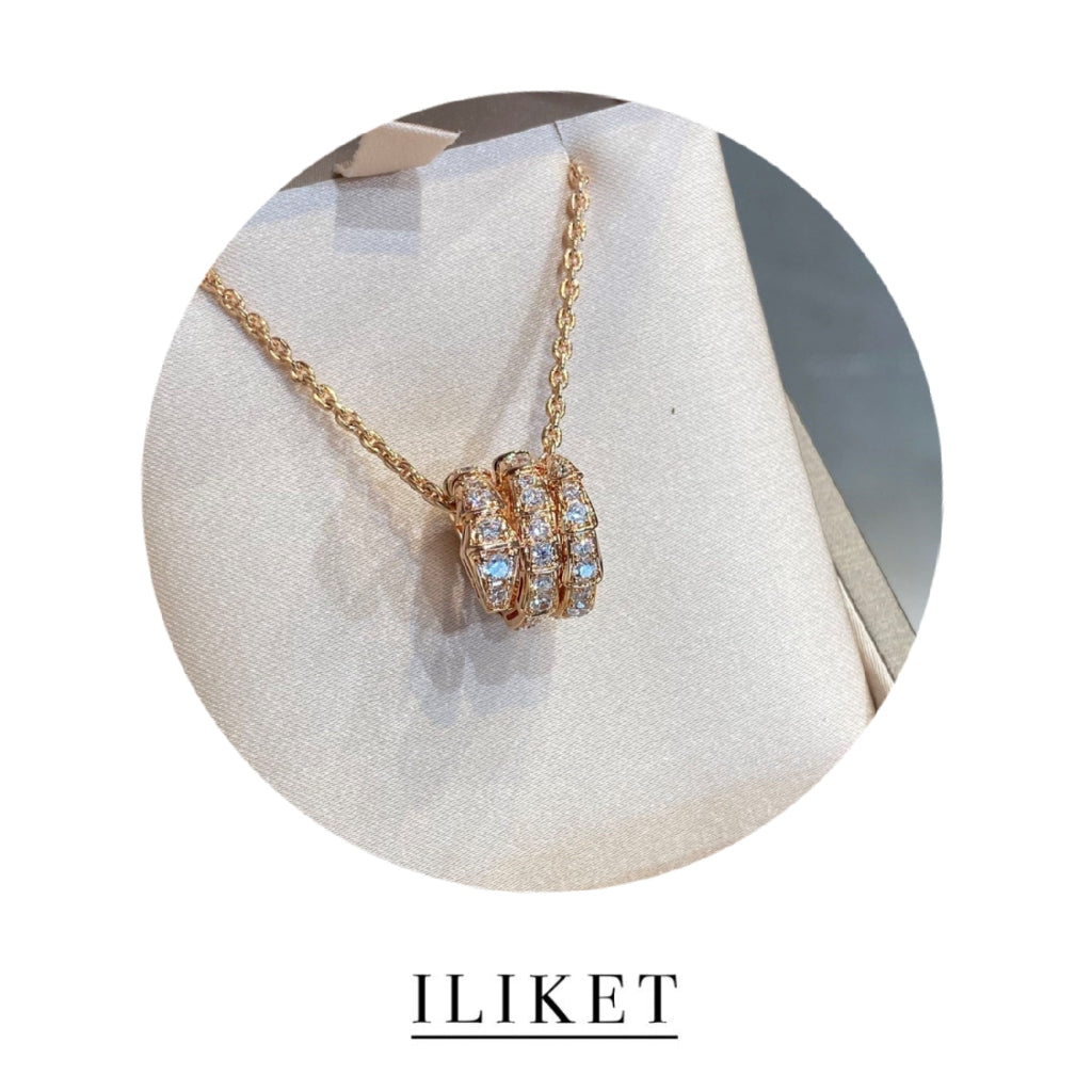 1:1 Serpenti Viper necklace18k rose gold& white gold pendant necklace full diamond luxary fashion style snake bone necklace