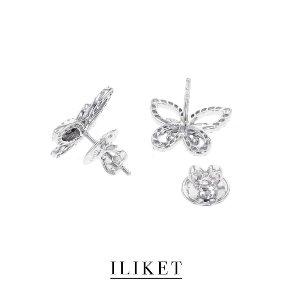 1:1 Butterfly Diamond Mini Stud Earrings S925 silver White Gold colour classic luxary gift earrings