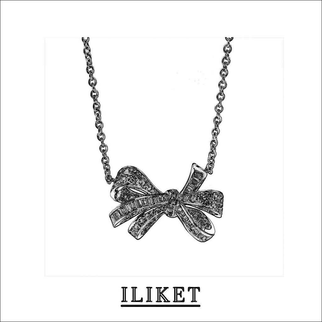 S925 silver full diamond phantom butterfly pendant water drop bow necklace