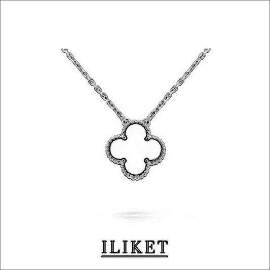 Four-Leaf Clover Necklace 18k yellow gold& rose gold &white gold Blue agate Clavicle Chain