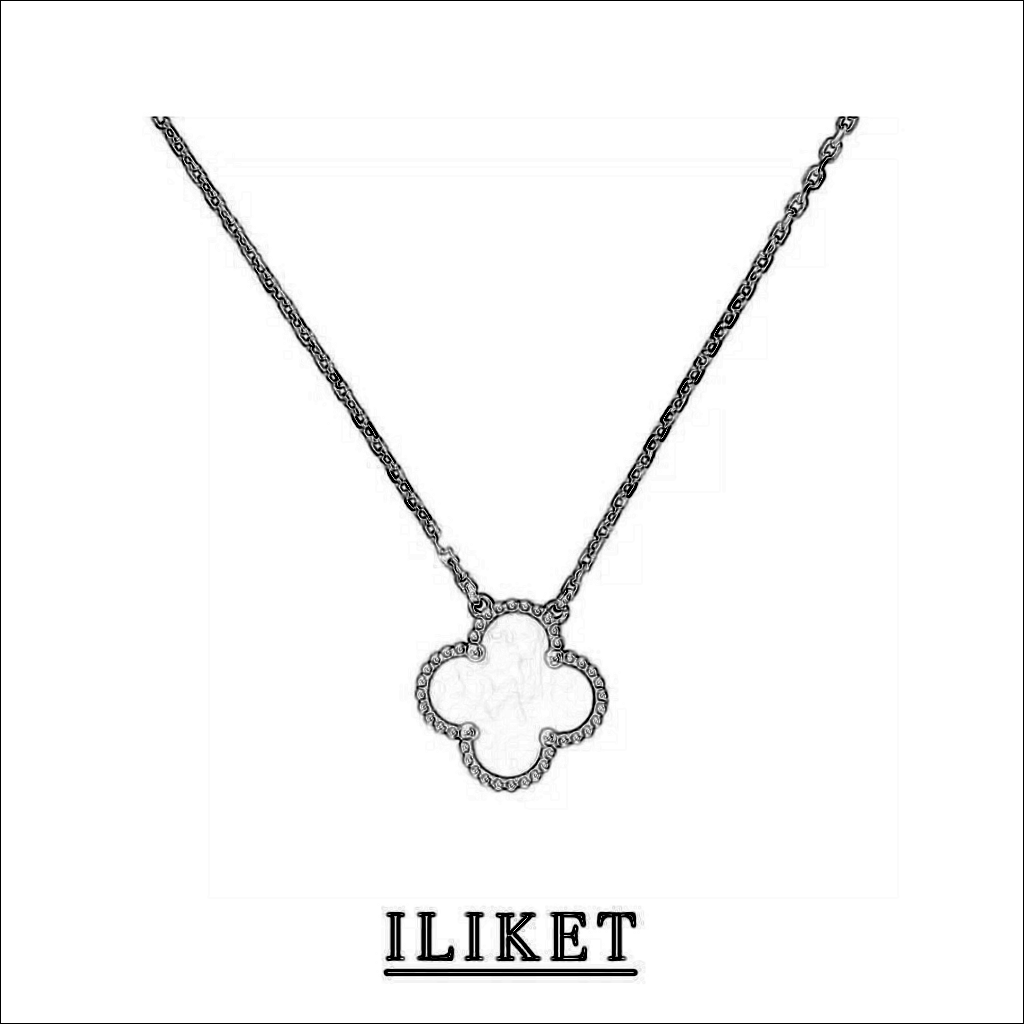 Four-Leaf Clover Necklace 18k yellow gold& rose gold &white gold Black agate Clavicle Chain